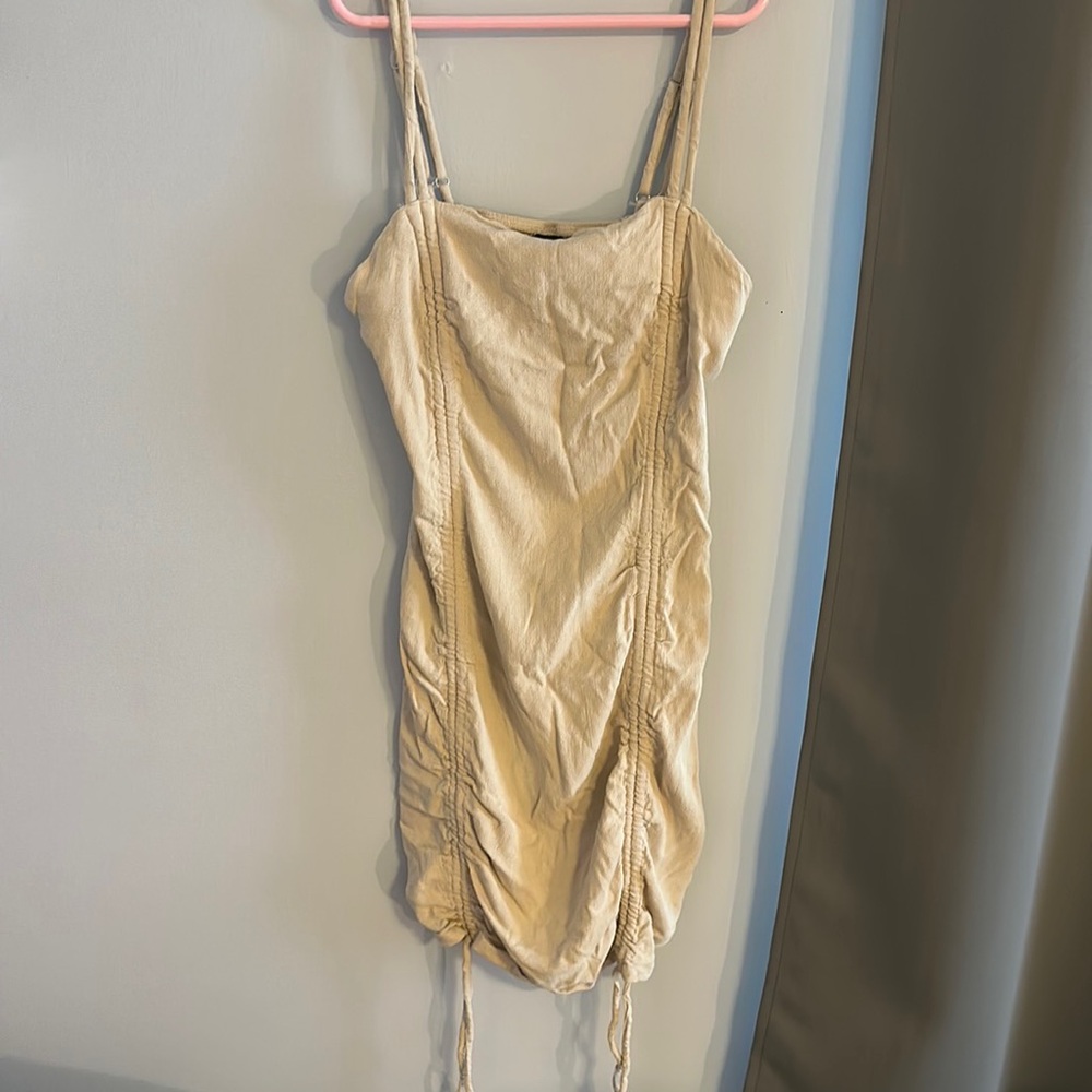 Wild Fable Cream Ruched Mini Dress